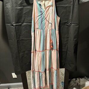 Matilda Jane Blue and Pink Tiered Sundress with Halter Neckline